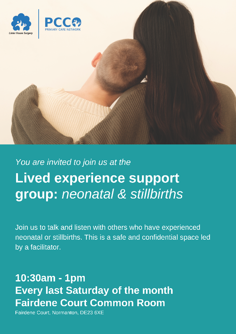 Lived experience support group: neonatal & stillbirths poster - all info in text below