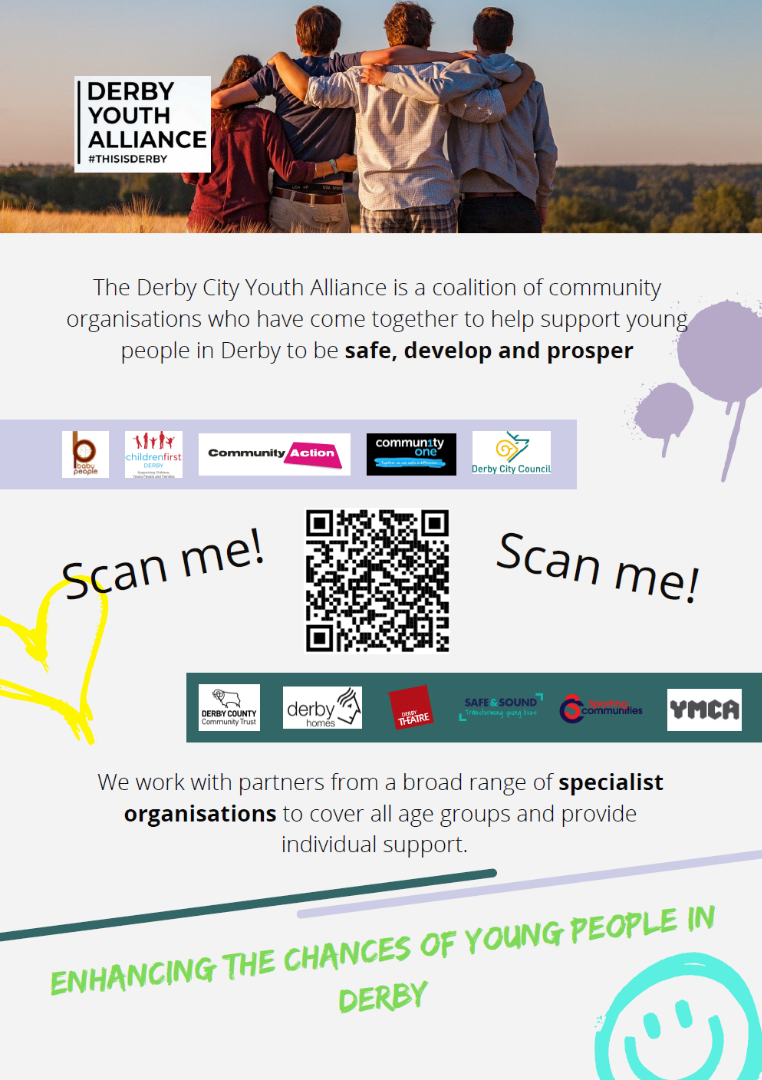 The Derby Youth Alliance flyer - all info info in text below