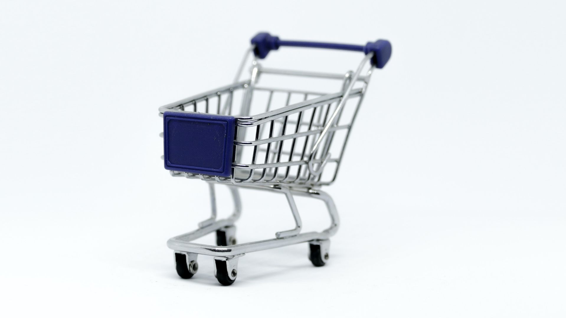 shopping trolley on white background