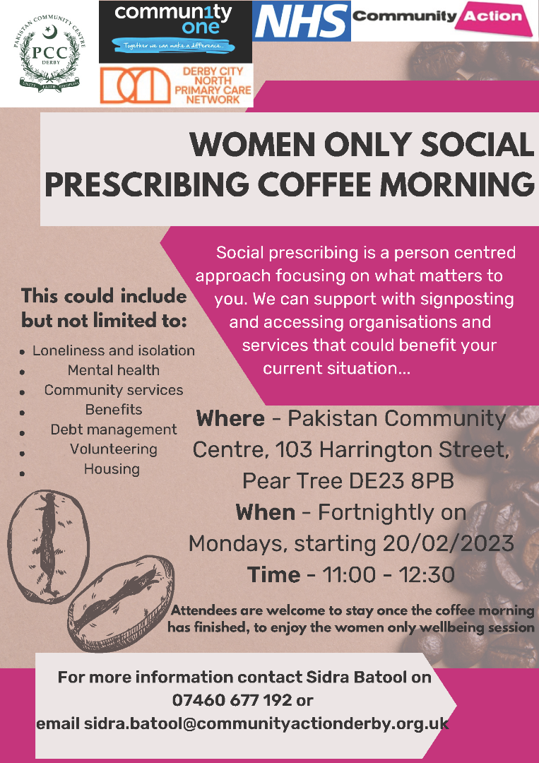 Social Prescribing Coffee Morning - Women Only. Click image to view PDF