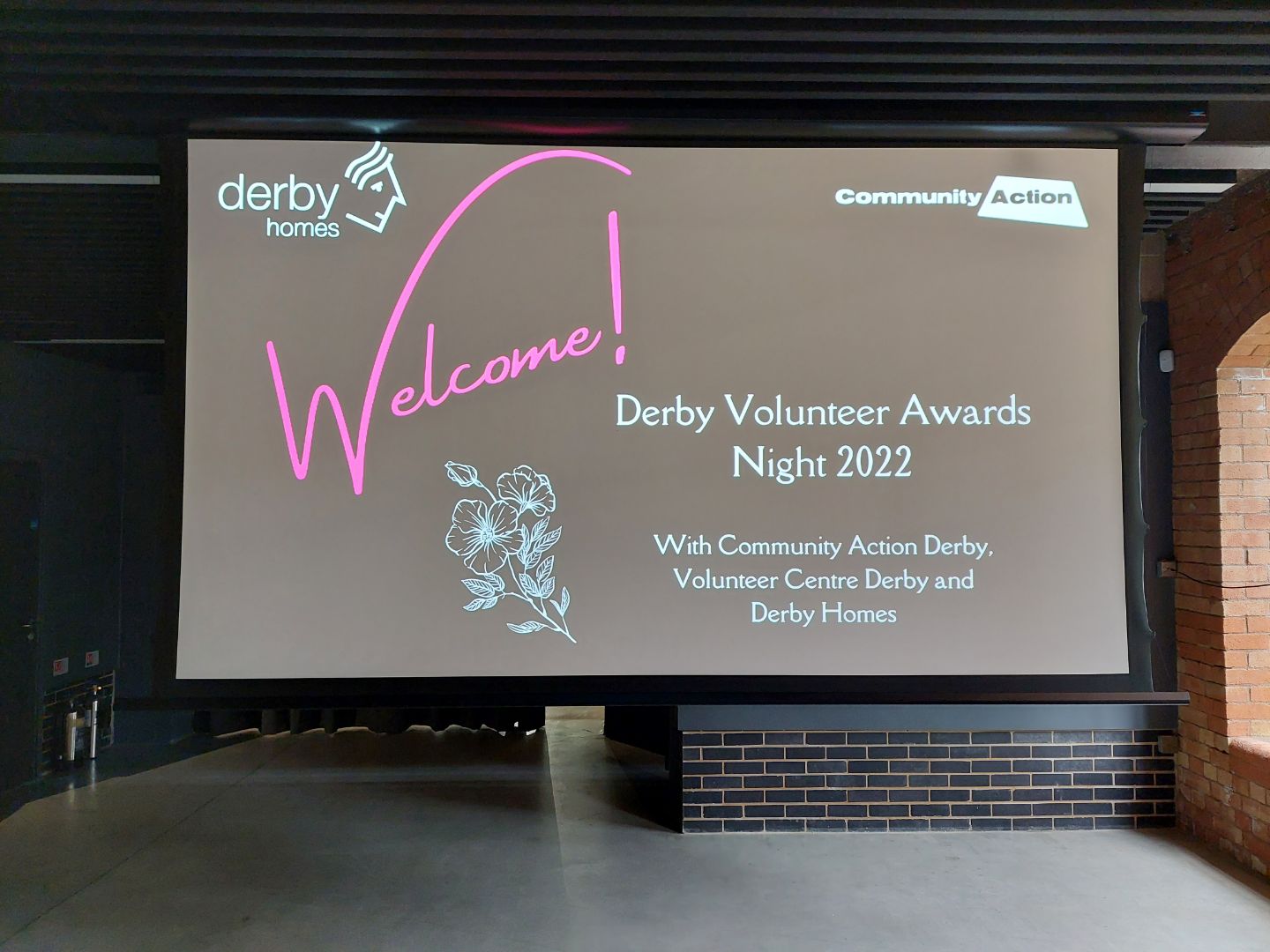 Welcome slide at the Derby Volunteer Awards 2022