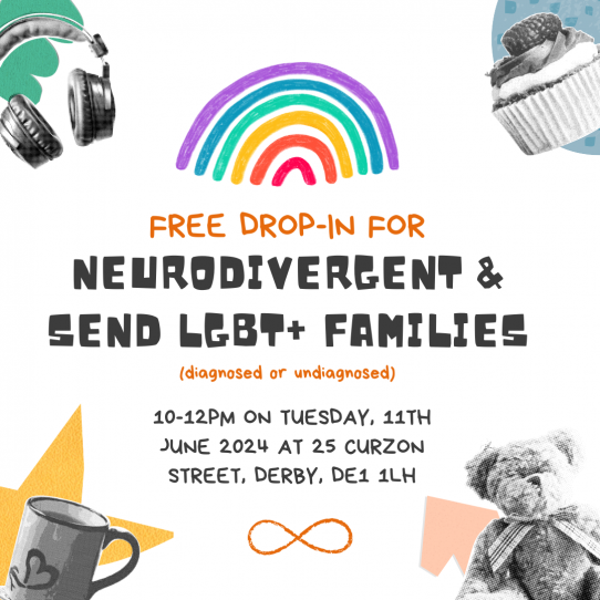 Menu image for Free drop-in for neurodivergent & SEND LGBT+ families (diagnosed or undiagnosed)