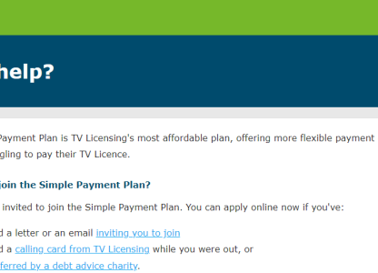 TV Licencing - Simple Payment Plan