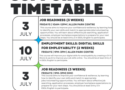 Derby Adult Learning Service (DALS): Free job support sessions