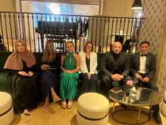 Members of the DHIP team from Community Action and Derby City Council at the LGC Awards. L-R: Ailya Habib, Natasha Cover, Celia Edwards-Grant, Marie Cowie, Amjad Ashraf, Ejaz Sarwar