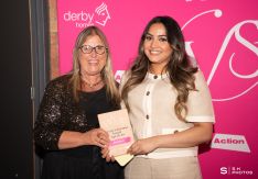 Rashifa Ali, winner of the Young Volunteer Award – Aged 15-24, receiving her award from Anna Mimms from Derby Adult Learning Service