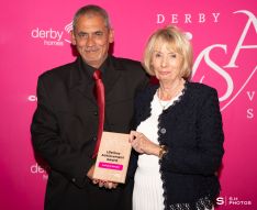 Tony Sandar, winner of the Lifetime Achievement Award, with The Lord-Lieutenant of Derbyshire, Mrs. Elizabeth Fothergill CBE